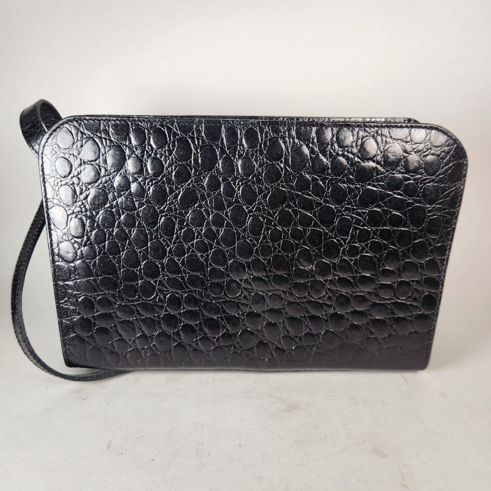 TALBOTS Crossbody Bag Black Leather Charm Inside Zipper Pocket Minimalist Purse - Picture 4 of 16